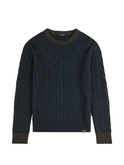 Fay Cable-knit Virgin Wool Sweater In Blue