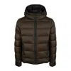 Fay Calandered Poplin Double Front Down Jacket In Brown