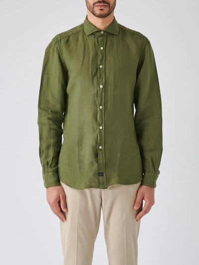 Fay Camicia Collo Francese Tinto Capo Shirt In Green