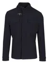 Fay Stretch Cotton And Wool Short Field Jacket Jackets Blue In Blue