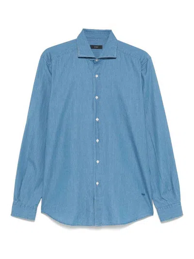Fay Chambray Shirt In Blue