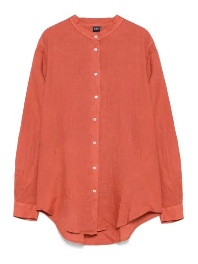 Fay Linen Shirt In Coral