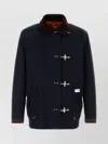 Fay Wool Blend Jacket With Front Pockets And Contrast Collar In Blue