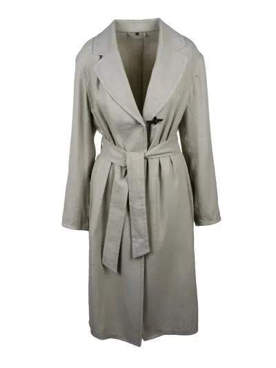 Fay Canvas Overcoat - Beige In Gray