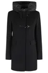 Fay Water-repellent Toggle Jacket With Removable Hood In Black