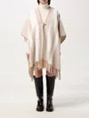 Fay Fringed Hem Stripe Patterned Cape In Weiss