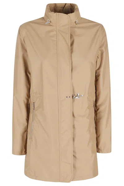 Fay Cappuccino New Virginia High-neck Drawstring Polyester Jacket In Multi