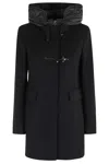 Fay Toggle Coat In Wool Cloth In Black