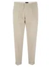 Fay Capri Slim-fit Corduroy Trousers With Turned-up Hem In Neutral