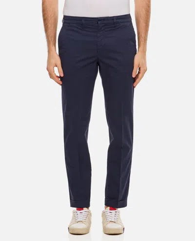 Fay Capri Pants In Cotton Gabardine In Blue