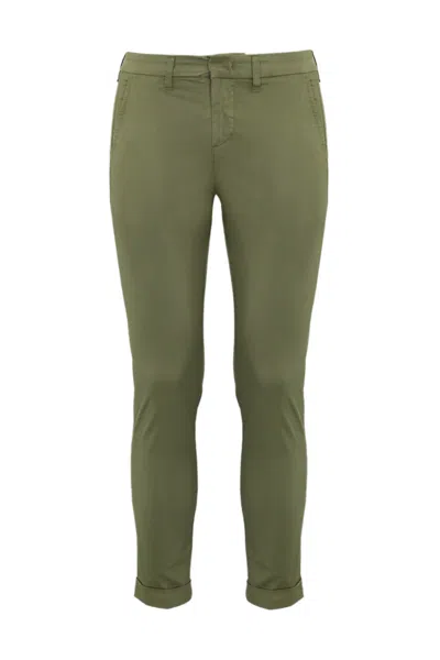 Fay Capri Trousers With Turn-up In Khaki