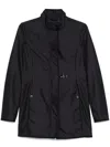Fay Technical Poplin Virginia Overcoat With Adjustable Drawstring In Black