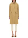 Fay Long Sleeve Back Vent Flap Pockets Coat In Beige