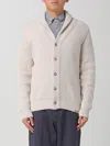 Fay Shawl-collar Cardigan With Shirred V-neck In Neutral