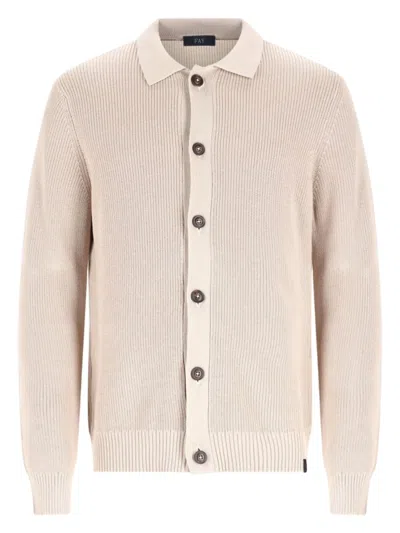 Fay Cardigan In Maglia Di Cotone In Neutral
