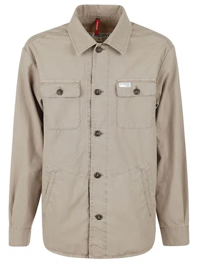 Fay Cargo Buttoned Shirt In Beige