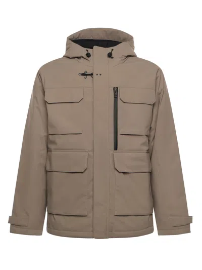 Fay Patch-pocket Hooded Jacket In Brown