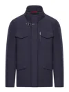 Fay Hooded Jacket With Adjustable Neck Strap In Azul Oscuro
