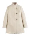 Fay Textured Mid-length Coat With Curly Fabric In Nude