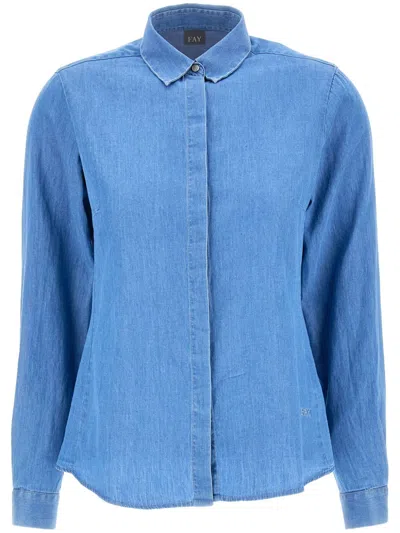 Fay Chambray Shirt In Blue