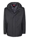 Fay Black Hooded Jacket With Padded Interior In Azul