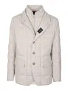 Fay Checked Quilted Double-front Wool Jacket In Gris