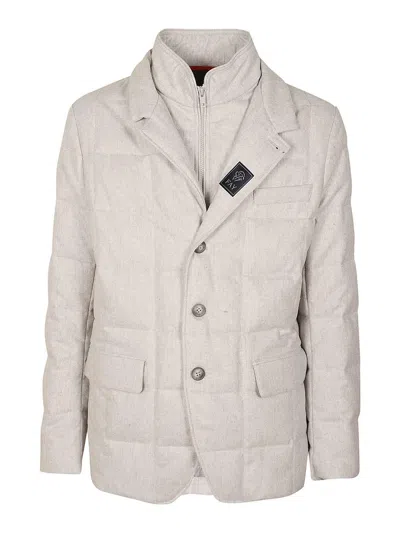 Fay Checked Quilted Double-front Wool Jacket In Gris