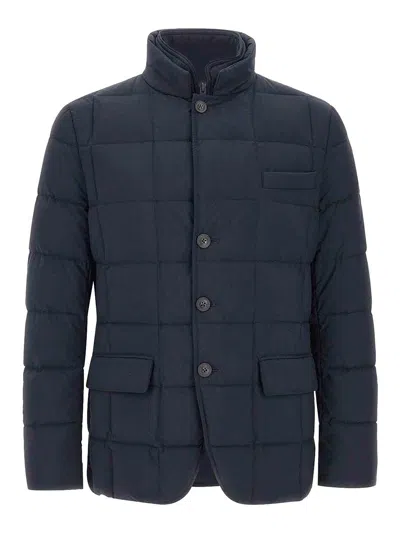 Fay Double-front Quilted Jacket With Water-repellent Finish In Blue
