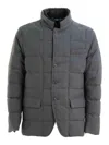Fay Short Down Jacket In Carded Wool Flannel In Blue
