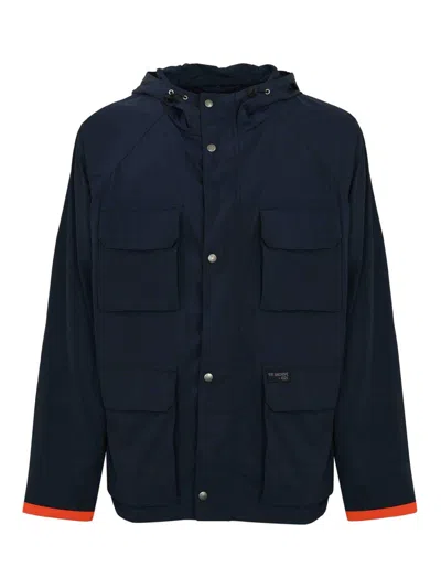 Fay Archive Windbreaker Jacket In Rep Nylon In Blue