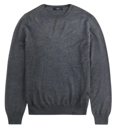 Fay Charcoal Grey Ribbed Knit Sweater In Black