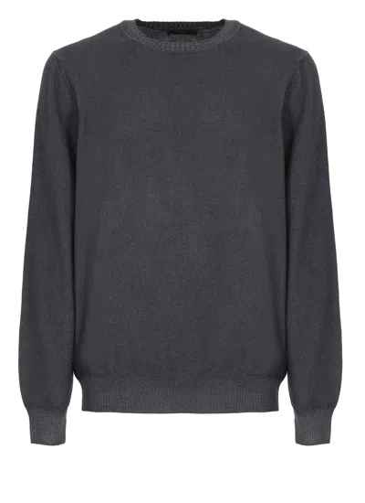 Fay Charcoal Grey Virgin Wool Sweater In Black