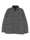 Fay Double Front Short Down Jacket In Wool In Gray