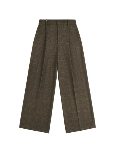 Fay Checked Pleated Trousers In Green