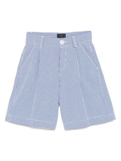 Fay Kids' Checked Shorts In Blue