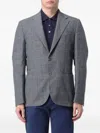 Fay Checked Single-breasted Blazer In Gray
