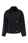Fay Checked Wool-blend Jacket With Hook Fastenings In Multi