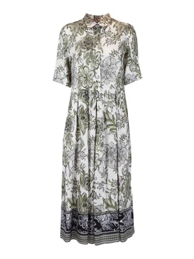 Fay Knee Length Floral Chemisier Day Dress In Multi