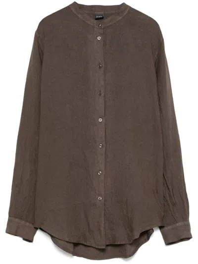 Fay Chocolate Brown Shirt With Buttoned-cuff Sleeves