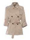 Fay Trench Coat In Technical Poplin In Beige