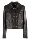Fay Clasp-fastening Leather Jacket In Black