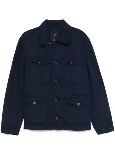 Fay Hemdjacke Mit Klassischem Kragen In Blau