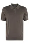 Fay Classic Cotton Knit Polo In Grey