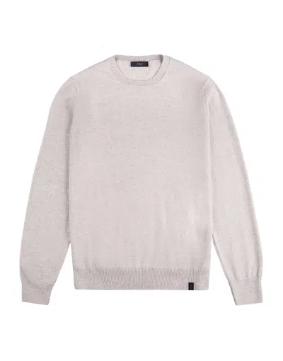 Fay Classic Crew Neck Sweater In Soft Grey Wool In White