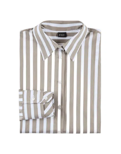 Fay Classic Long-sleeve Shirt With Double Cuffs For Women In Neutral