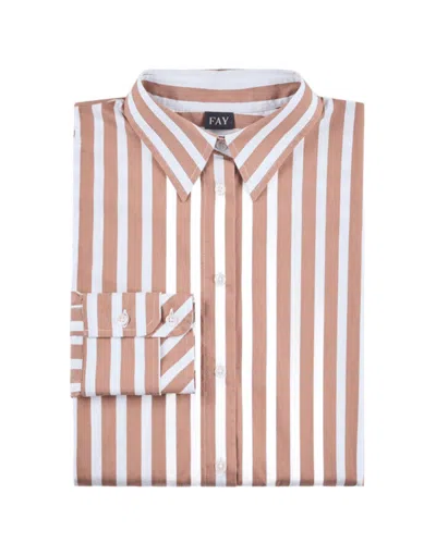 Fay Classic Long-sleeve Striped Shirt For Women In Brown