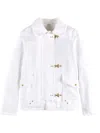 Fay Classic White Jacket With Collar And Gold-tone Hardware In White
