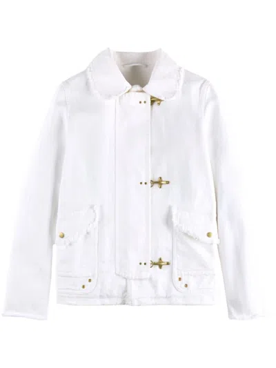 Fay Classic White Jacket With Collar And Gold-tone Hardware