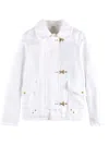 Fay Classic White Jacket With Collar And Gold-tone Hardware