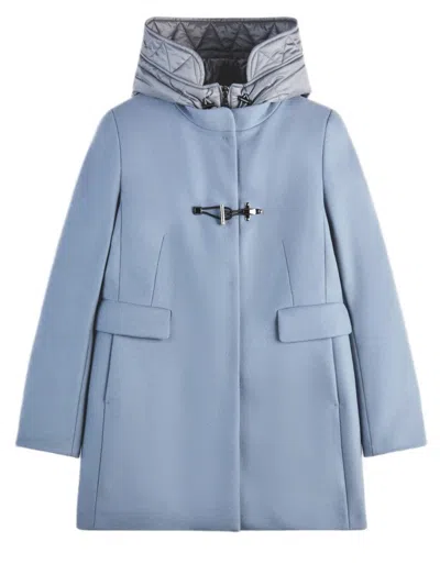 FAY CLEAR BLUE MINIMALISTIC COAT WITH STRUCTURED COLLAR